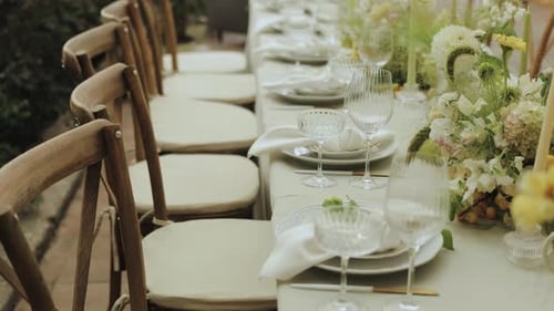Beautiful Decorated Table Setting for Wedding Celebration