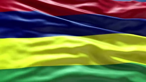 Realistic Mauritius Flag Waving Loop Animation