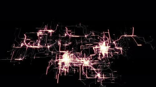 Digital network of glowing lines and connecting dots