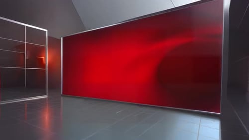 Sleek Virtual Studio Display: Modern Set for Captivating Multimedia Broadcast