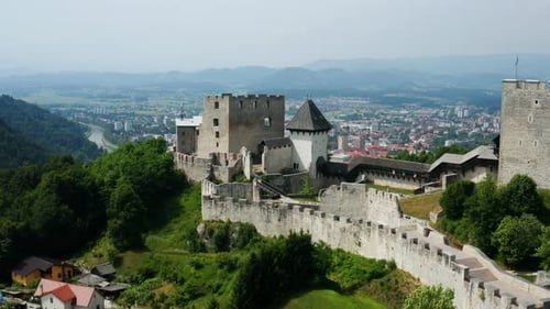 Celje Upper Castle - Historic Castle Ruin Of Celje In Slovenia. - aerial