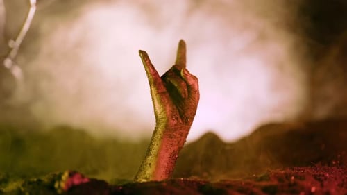 Zombie Hand with Rock Fingers Rock'n'roll Gesture Punk Sign Halloween Party