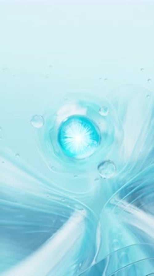 Abstrakte blaue Glaskugeln, blaue Zellen und Moleküle mit Glashintergrund, 3D-Rendering.