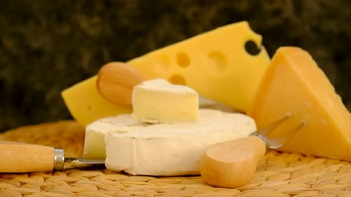 Cheese Assortment with Knife and Fork