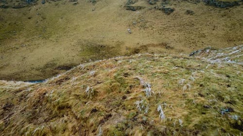 Car Driving Along Smooth Asphalt Road Through Grassy Valley Vehicle Traveling on Scenic Route in