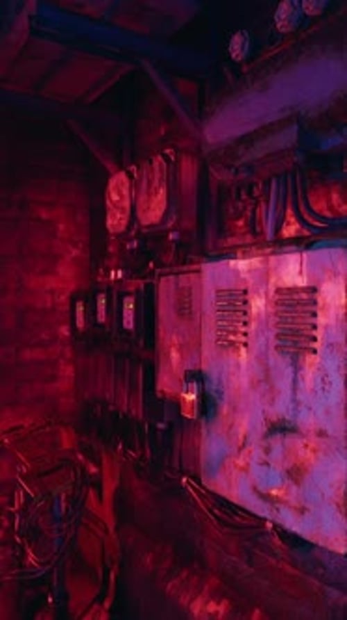 A Room with a Bunch of Red and Blue Lights