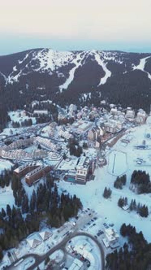 Travel and Winter Adventure Concept Aerial View of the Ski Resort Kopaonik National Park Winter