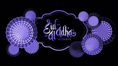 Decorative Eid Al-Adha Mubarak Greeting Animation with Paper Fans
