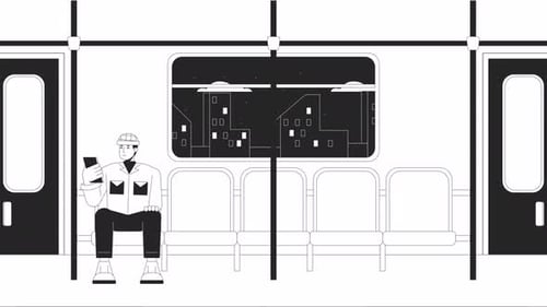 Minimalist Animation of Person Commuting on Subway Using Smartphone