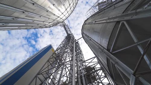 Metal construction of a modern agricultural factory.