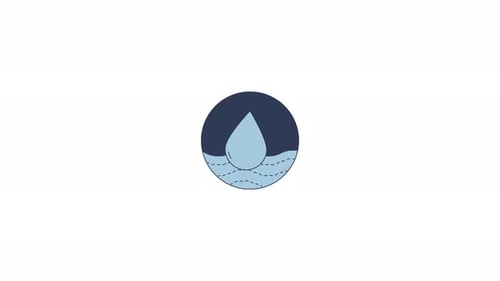 Animated Water Droplet Circle Icon in Flat Design Style