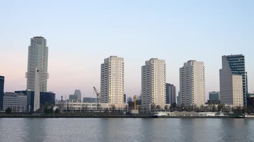 High-rise Buildings And Clear Blue Sky In Rotterdam, Netherlands - wide
