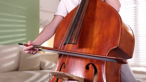 Close-up of a Double Bass Being Played