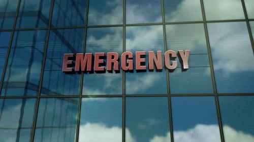 Concepto de edificio de vidrio para hospitales de emergencia
