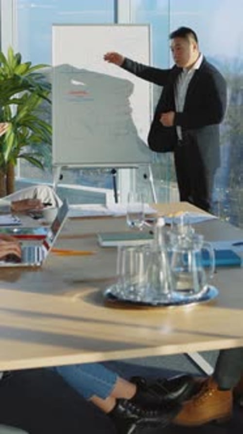 Office Presentation at a Light Conference Table