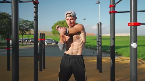 Athletic Person Warming Up Outdoor Gym