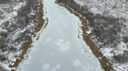 Frozen Water in River or Lake
