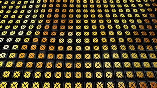 Golden Geometric Squares Reflecting Light Animated Background