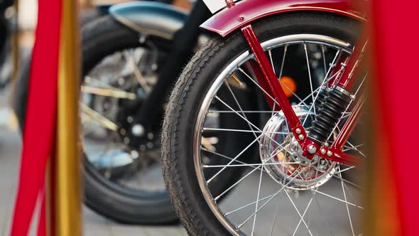 Spinning Bicycle Wheels in Slow Motion Closeup Demonstrate the ...