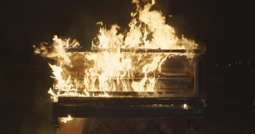 Piano on Fire at Night