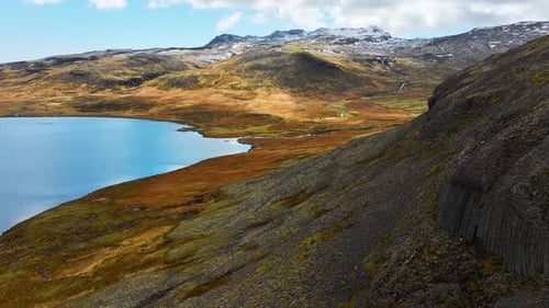 Highlands in Iceland Beautiful Volcanic Mountain Unusual Nature Landscape Spectacular Bird's Eye