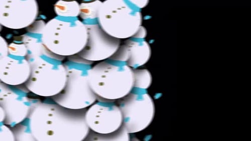 Merry Christmas Cartoon Snowman Transition On Alpha Channel