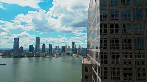 Manhattan New York Panorama New York City Skyline with Urban Skyscrapers and Yachts New York City