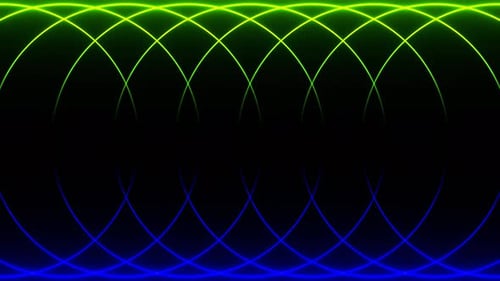 Blue And Light Green Abstract Rotating Neon Circles Background Vj Loop In 4K