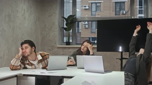 Several Office Workers and IT Specialists are Tired of Their Monotonous Office Work and Look