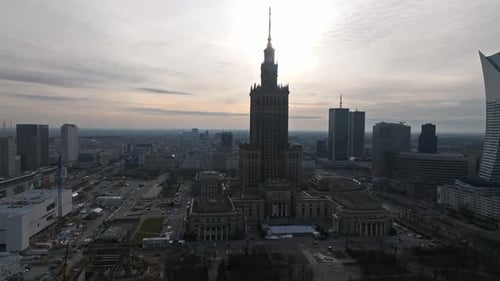 Aerial View Palace of Culture and Science in Warsaw Poland