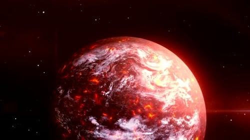 Fiery Red Planet in Space