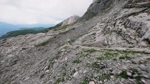 Low Altitude Drone Flight over Hiking Trail, Tauplitz, Austria