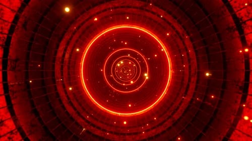 Red Neon Circular Tunnel Abstract Space Background Lights Glowing Energy Futuristic Design Digital