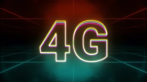 Neon 4G Text Reveal Animation on a Sci-Fi Grid Background