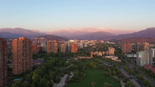 Las Condes Commune in Santiago at Sunset