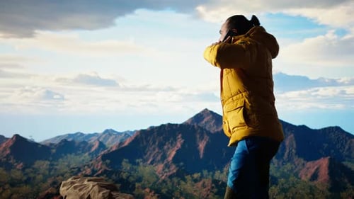 Clumsy Foolish Hiker Dropping His Phone in Search of Signal on Mountain Top