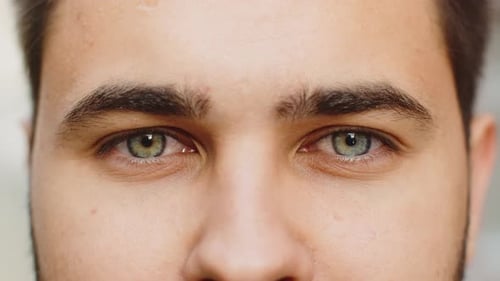 Intense Close Up on a Man's Focused Eyes