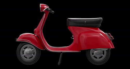 Animation de trottinette vintage — Rotation sur Alpha