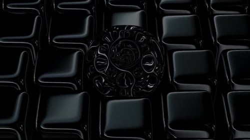 Abstract Black Liquid Sphere and Fluid Cube Grid Background