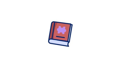 Animated Book Icon with Gear for Education and Learning Content