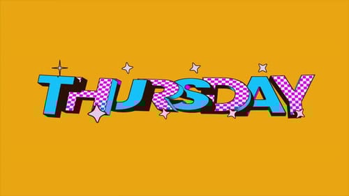 Cartoon Animated THURSDAY Sign Looping Background