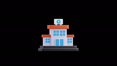3D Animated Hospital Building Icon for Healthcare Projects