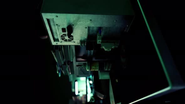 Vertical of Old Computers From the 80s in an Abandoned Computing Center ...