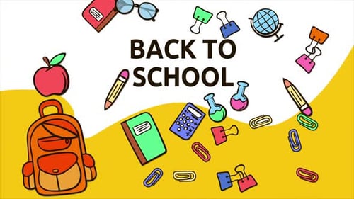 Back to School with School Elements in White and Yellow Background