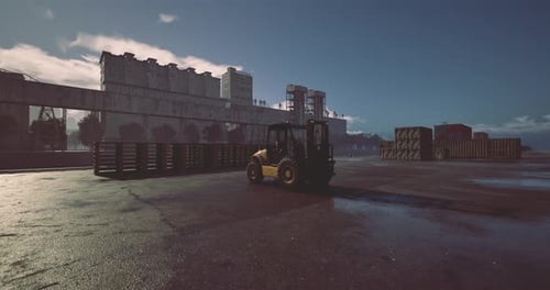 Animated Forklift Operating in Industrial Area