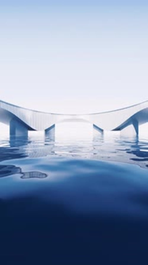 Water surface with white building background
