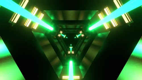 Turquoise And Yellow Starship Engine Energy Tunnel Background Vj Loop In 4K