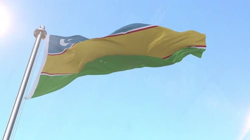 Karakalpakstan Flag Waving In The Sky