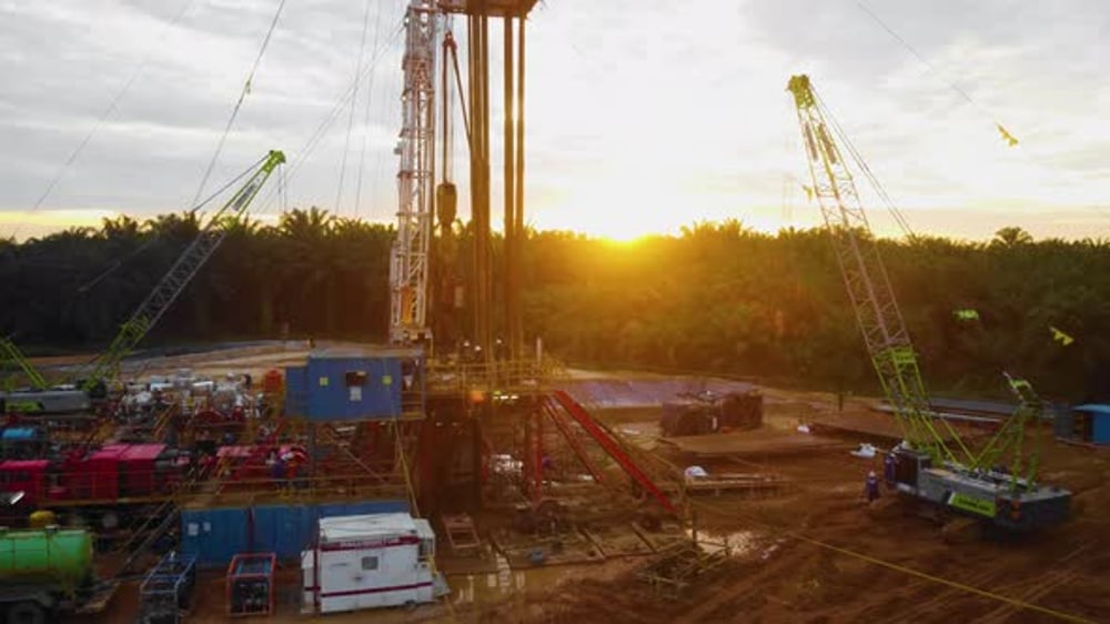 Deep Core Drilling Rig Operation at Remote Tropical Industrial Site ...