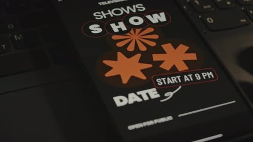 Event Show Date Dedicated to Television Shows Graphic Presentation on Smartphone Screen Male Hand